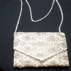 Vintage Beaded Clutch with Chain